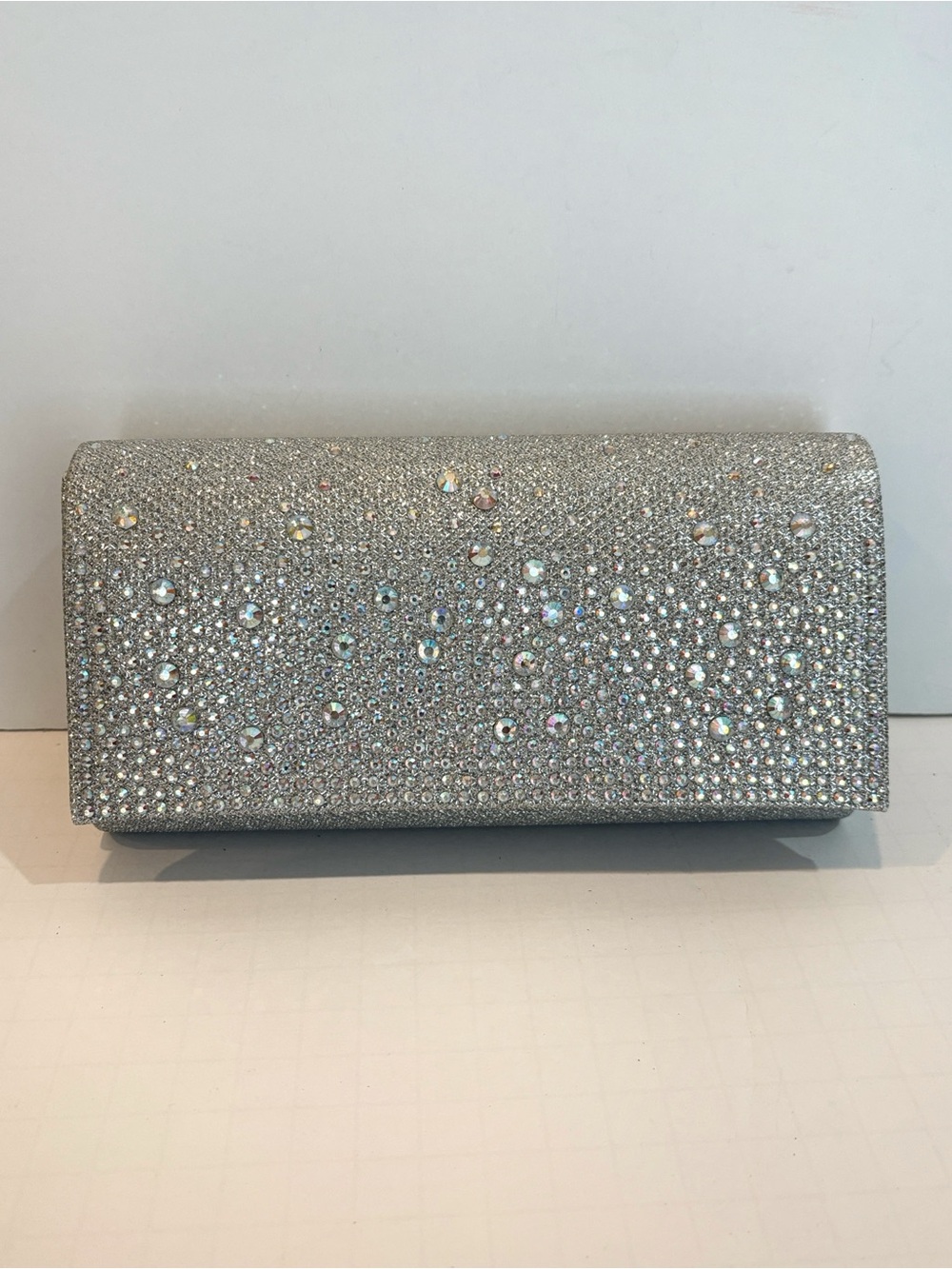 Jessica McClintock Chloe Sparkle Stones Evening Clutch Bag in Silver
